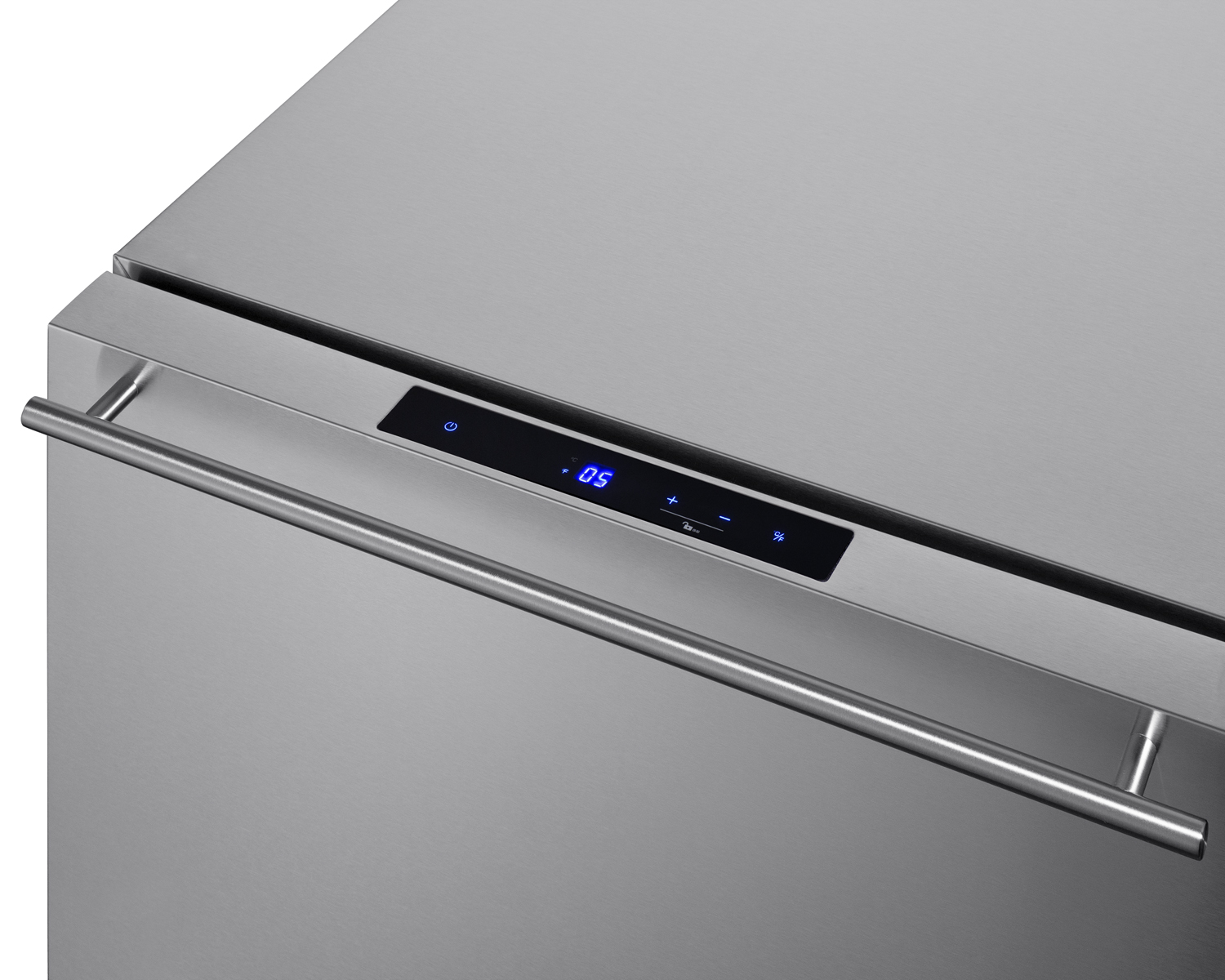24 in. wide ADA compliant 2-drawer frost-free freezer for indoor or outdoor residential or commercial use, stainless steel exterior with panel-ready drawer fronts